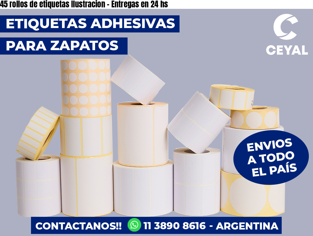 45 rollos de etiquetas Ilustracion – Entregas en 24 hs