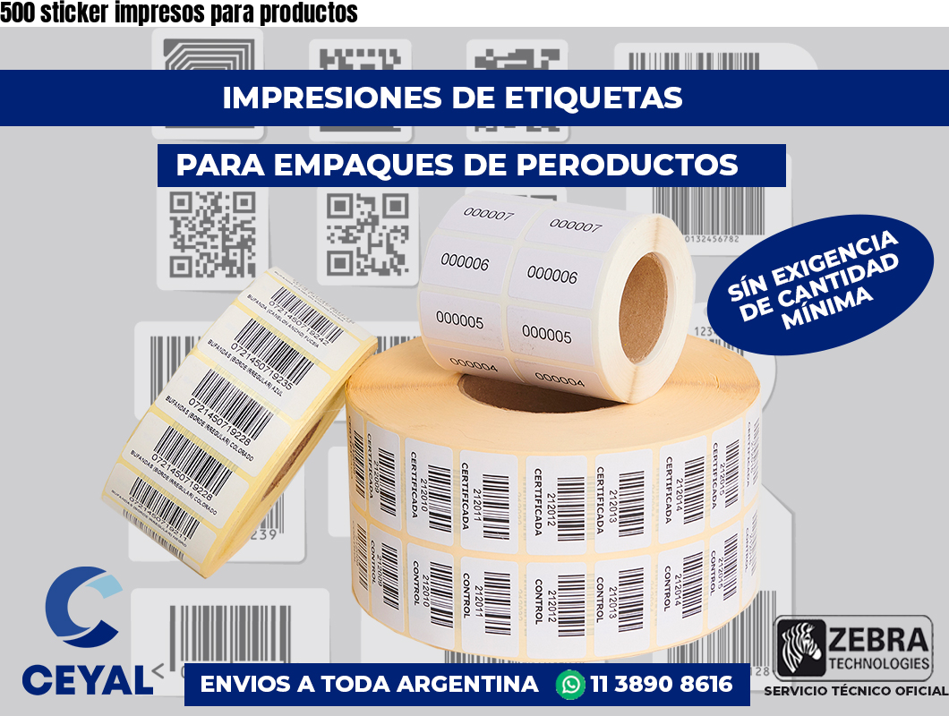 500 sticker impresos para productos