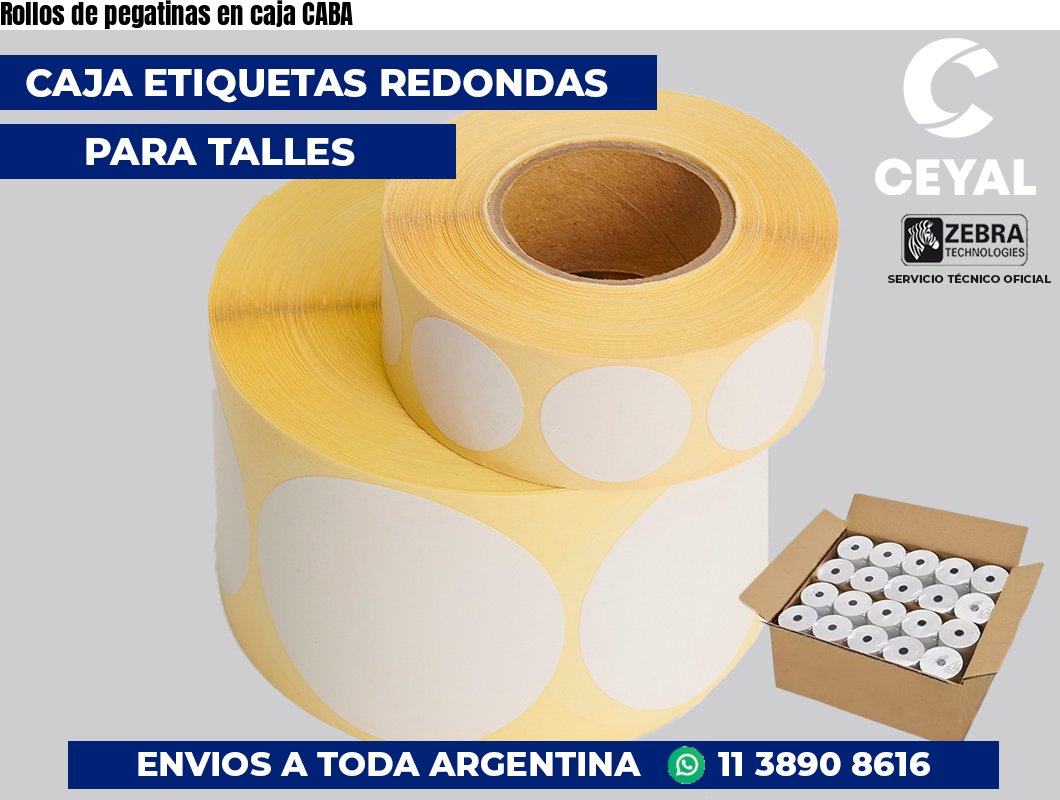 Rollos de pegatinas en caja CABA