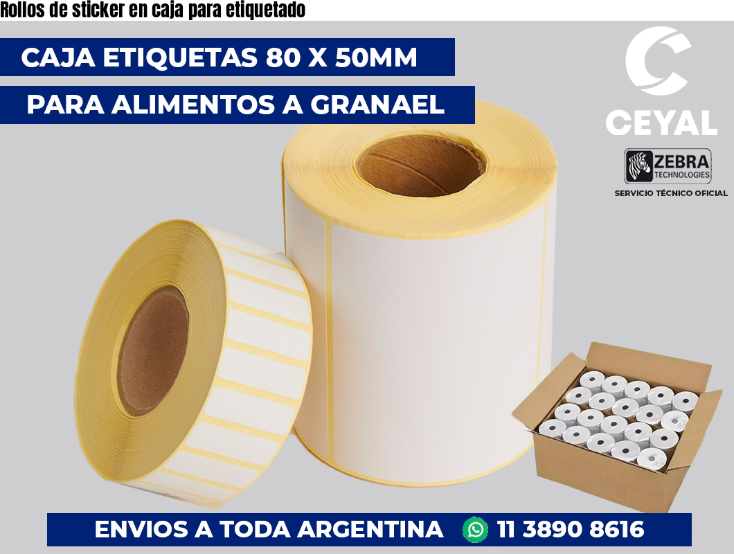 Rollos de sticker en caja para etiquetado