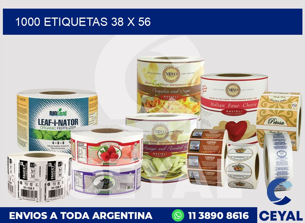 1000 etiquetas 38 x 56