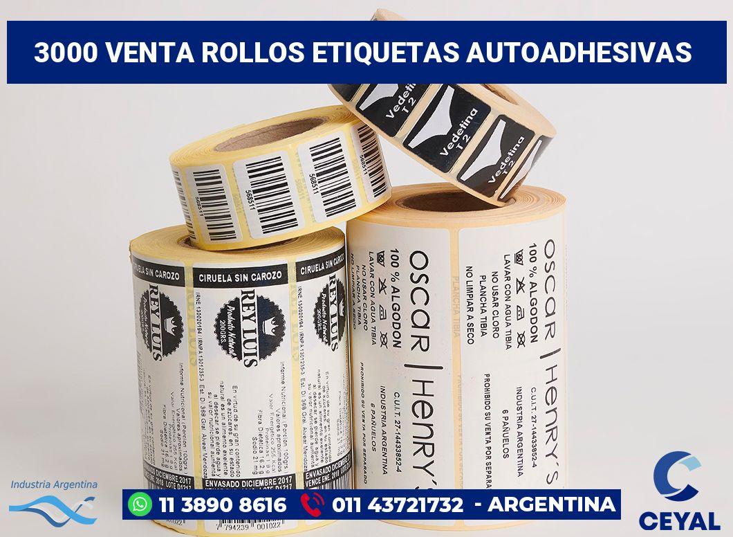 3000 Venta rollos etiquetas autoadhesivas