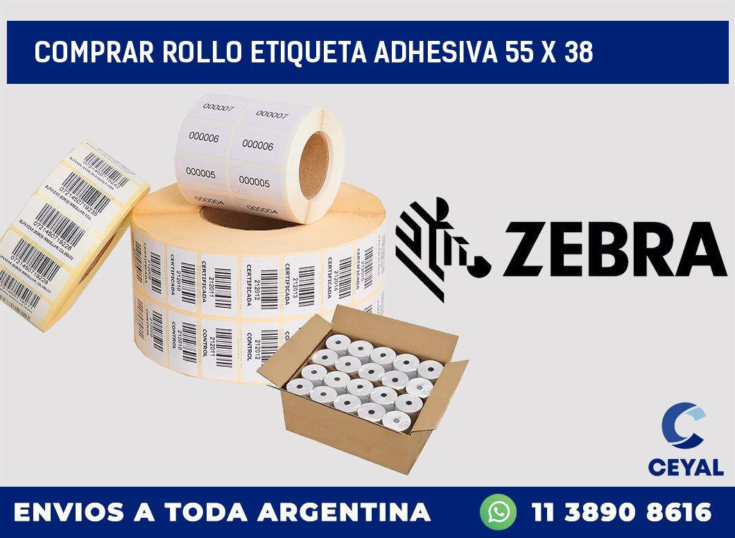 Comprar rollo etiqueta adhesiva 55 x 38