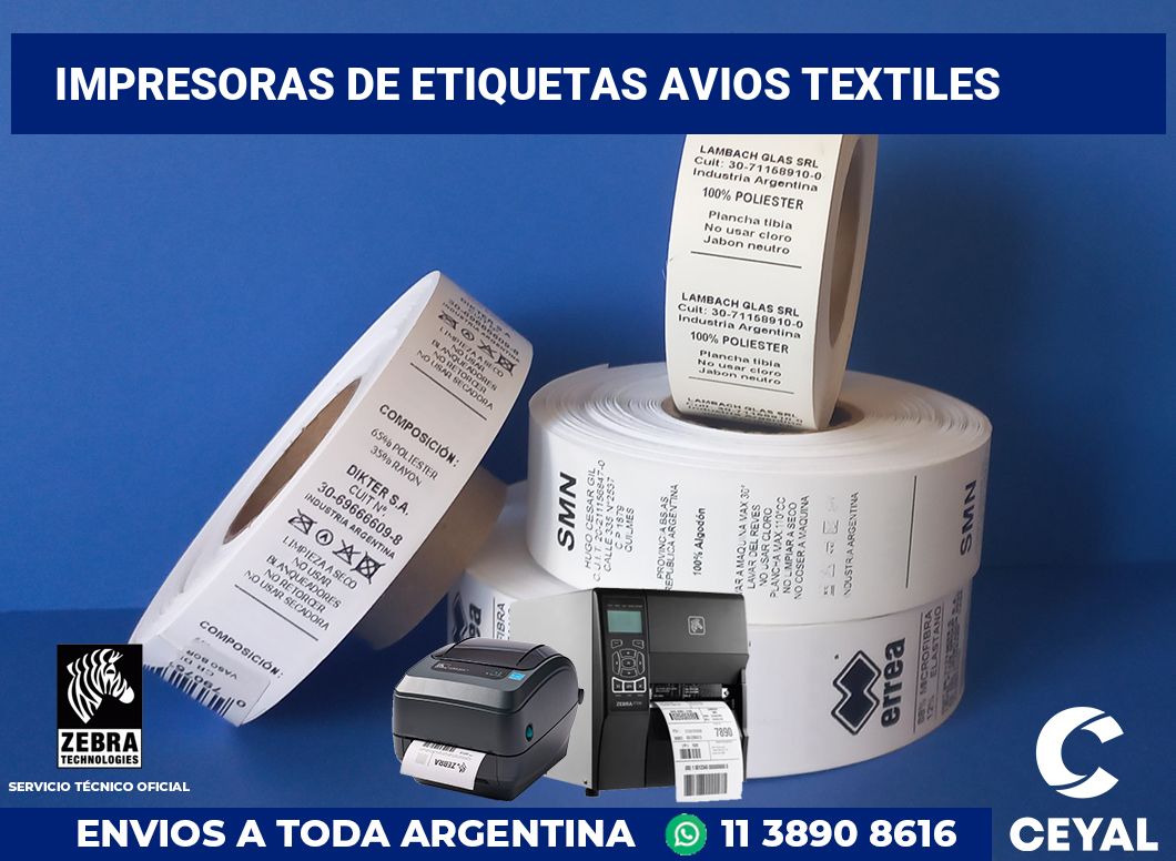 Impresoras de etiquetas Avios textiles