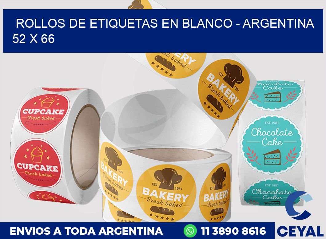Rollos de etiquetas en blanco - Argentina 52 x 66