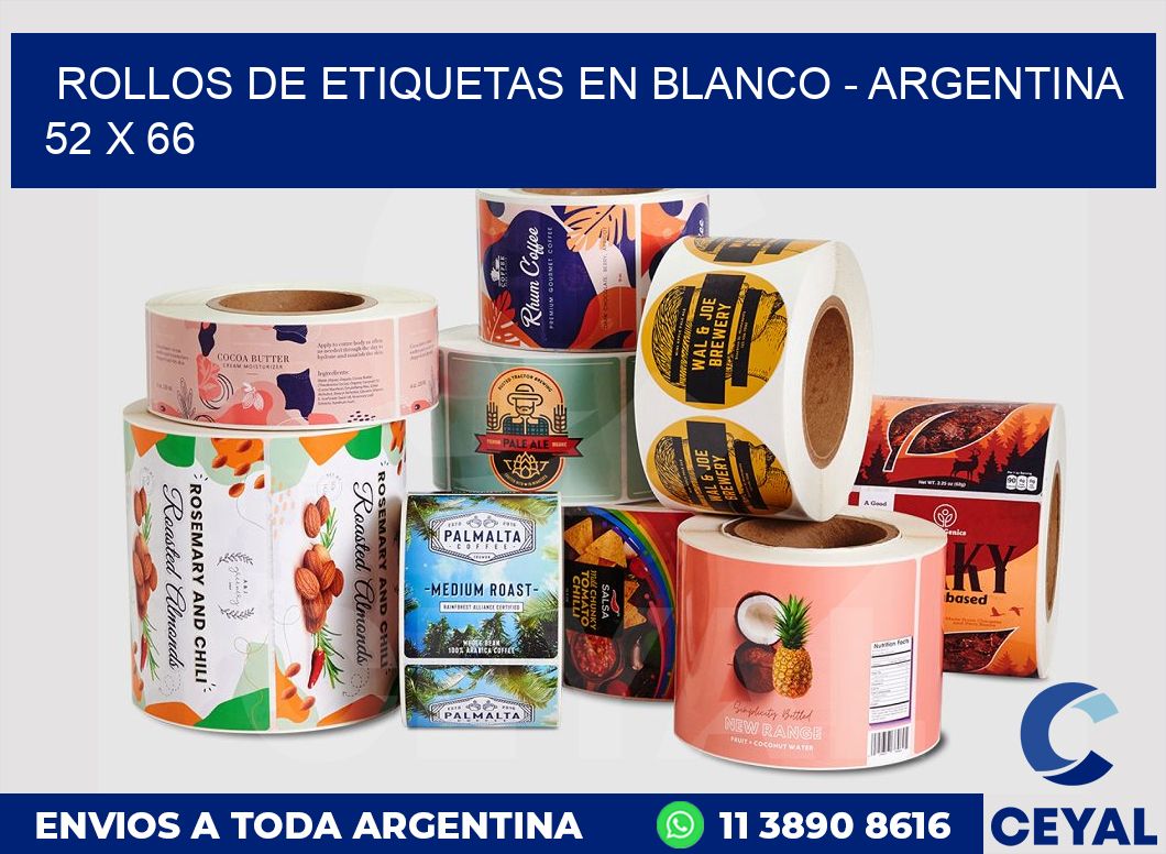 Rollos de etiquetas en blanco – Argentina 52 x 66