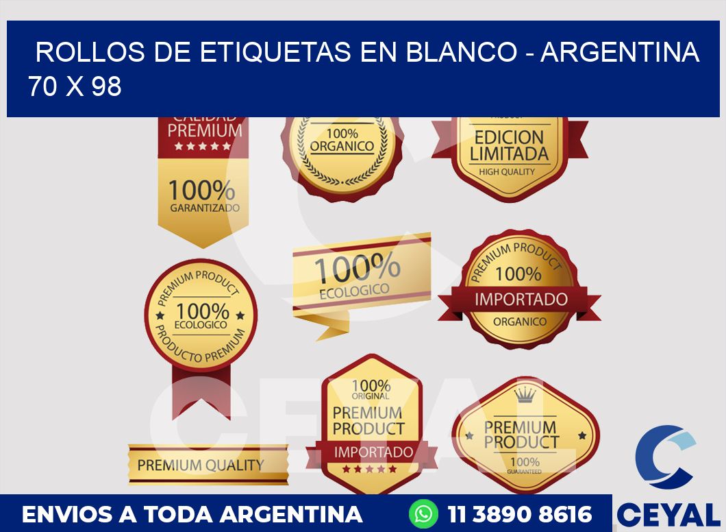 Rollos de etiquetas en blanco - Argentina 70 x 98