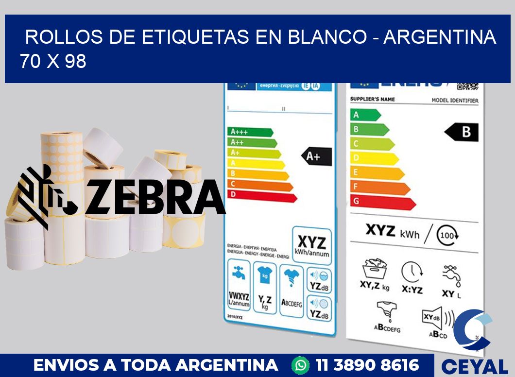Rollos de etiquetas en blanco - Argentina 70 x 98
