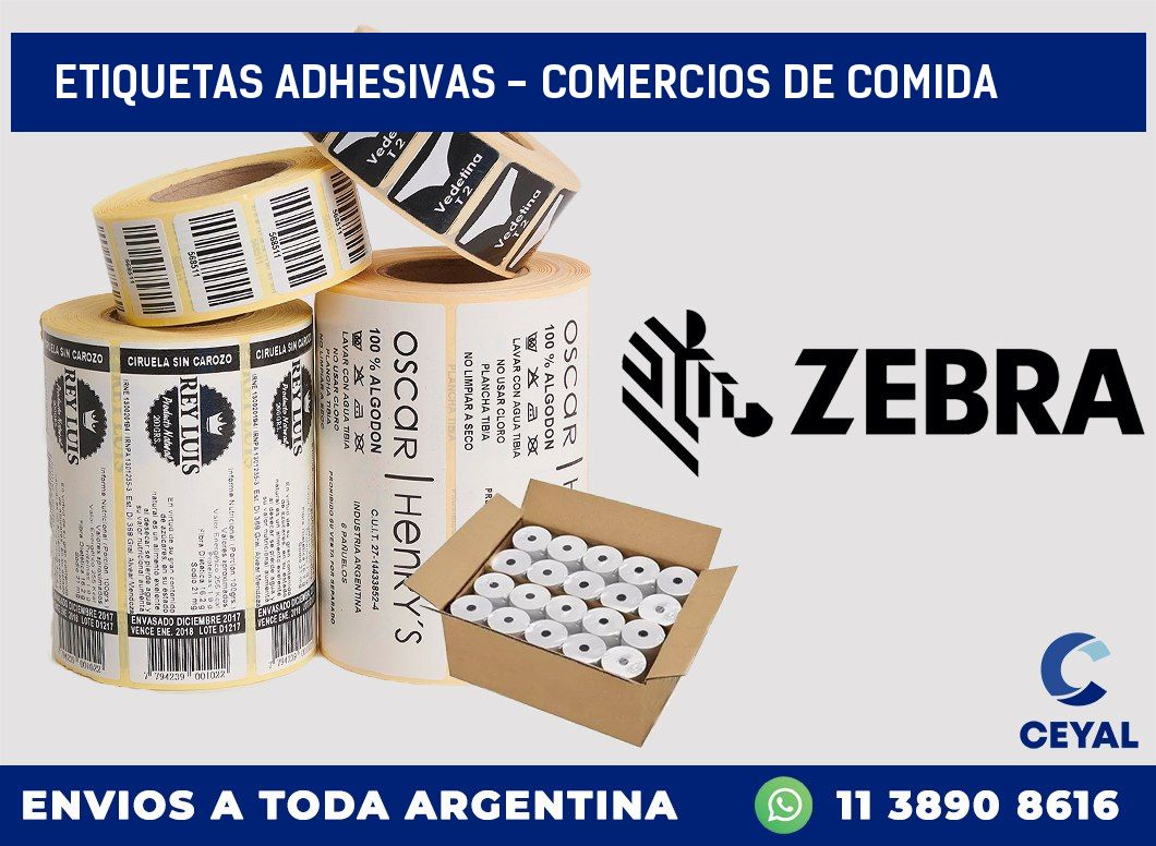 etiquetas adhesivas - comercios de comida