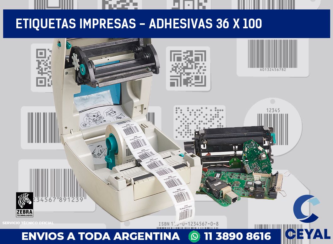 etiquetas impresas - Adhesivas 36 x 100