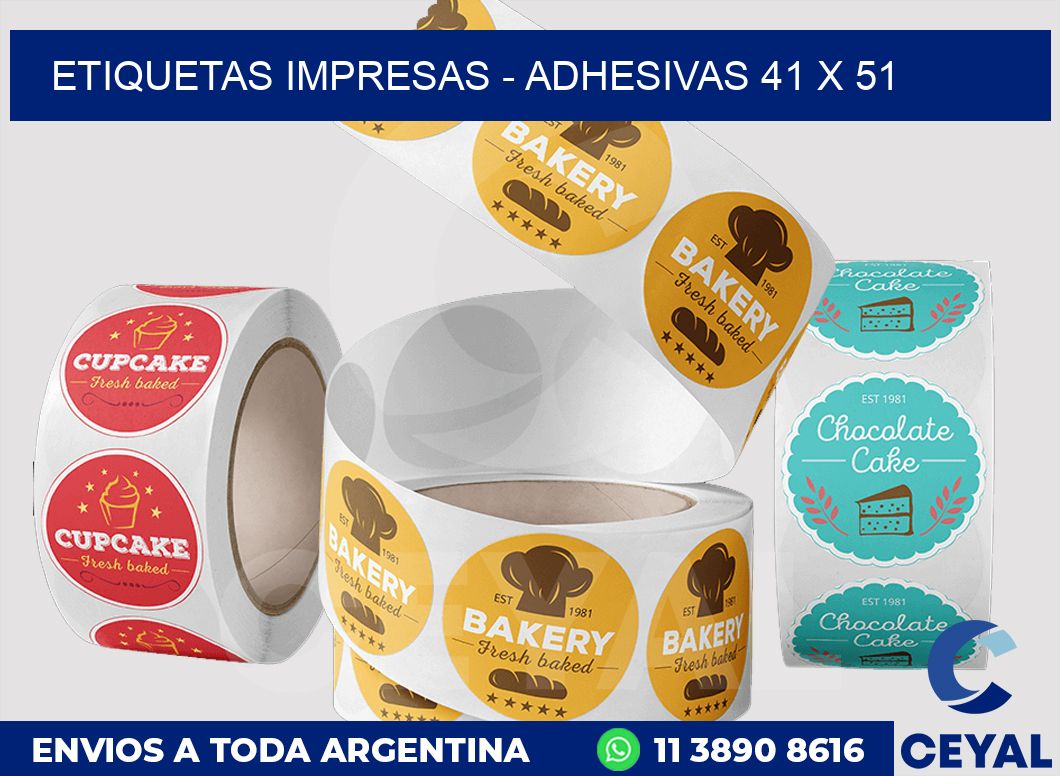 etiquetas impresas - Adhesivas 41 x 51