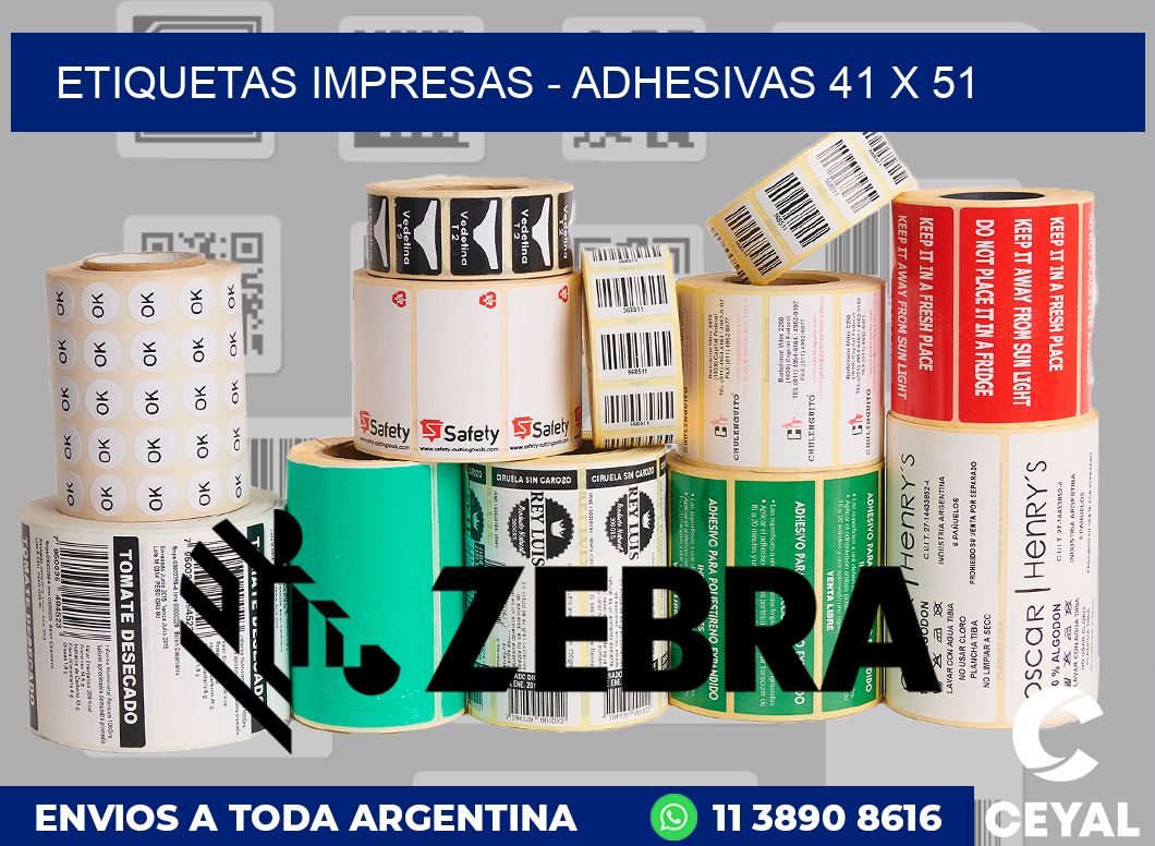etiquetas impresas - Adhesivas 41 x 51
