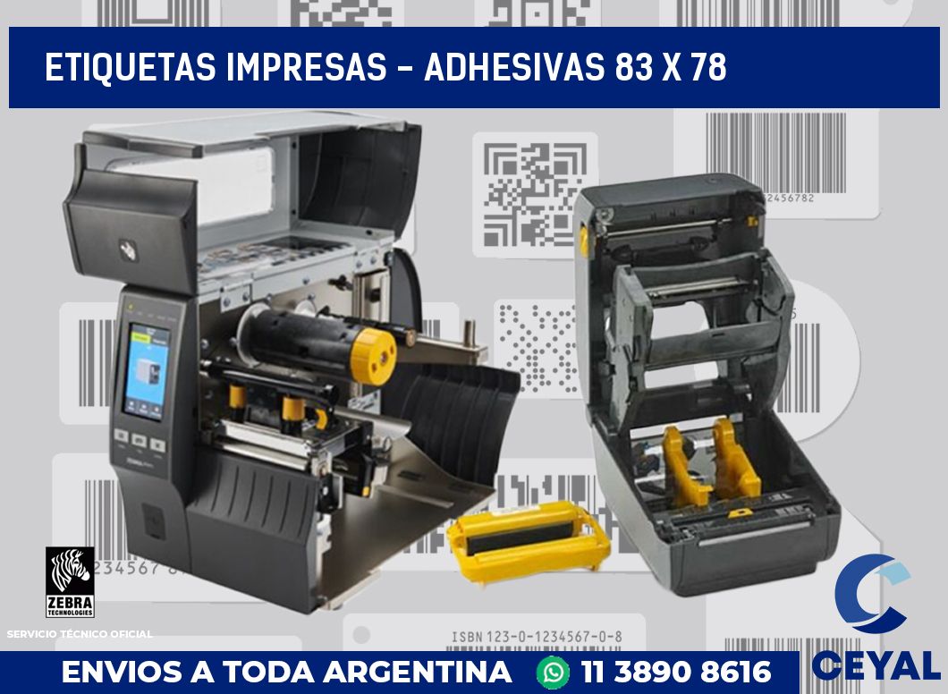 etiquetas impresas - Adhesivas 83 x 78