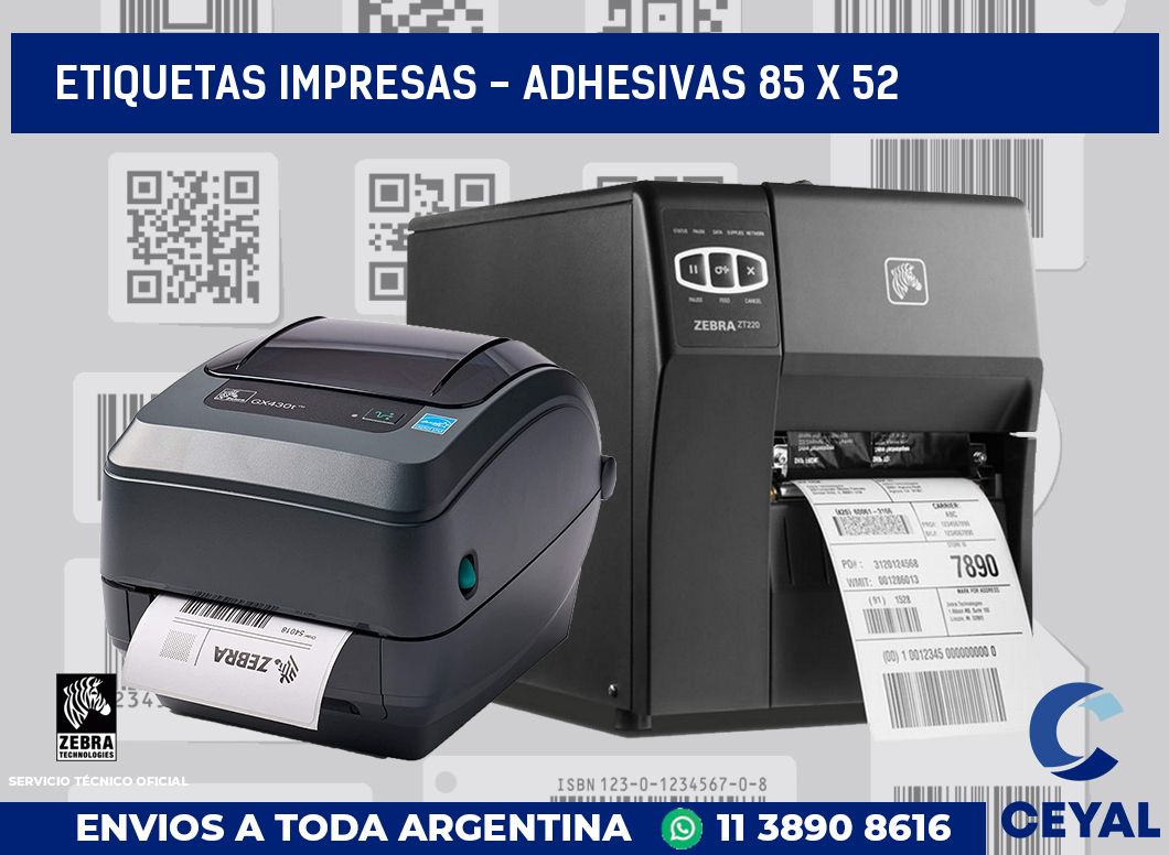 etiquetas impresas - Adhesivas 85 x 52