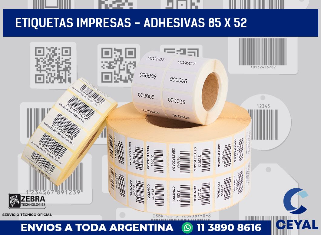 etiquetas impresas – Adhesivas 85 x 52