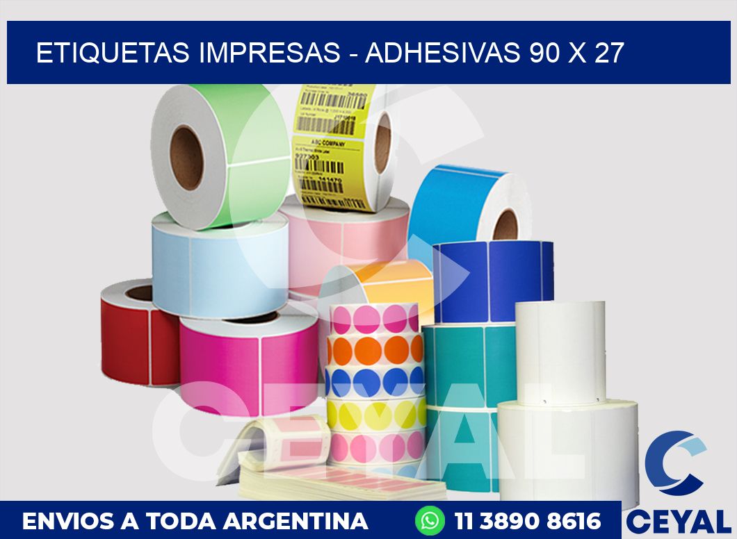 etiquetas impresas - Adhesivas 90 x 27