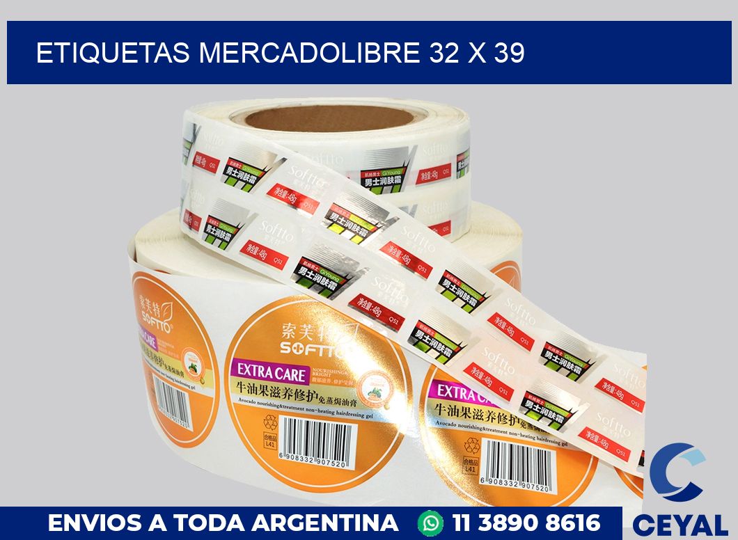 etiquetas mercadolibre 32 x 39
