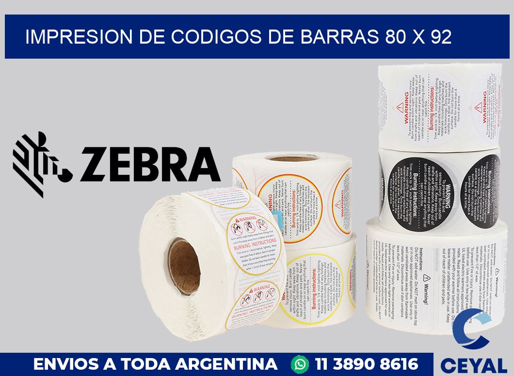 impresion de codigos de barras 80 x 92