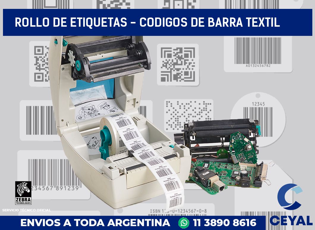 rollo de etiquetas - codigos de barra textil