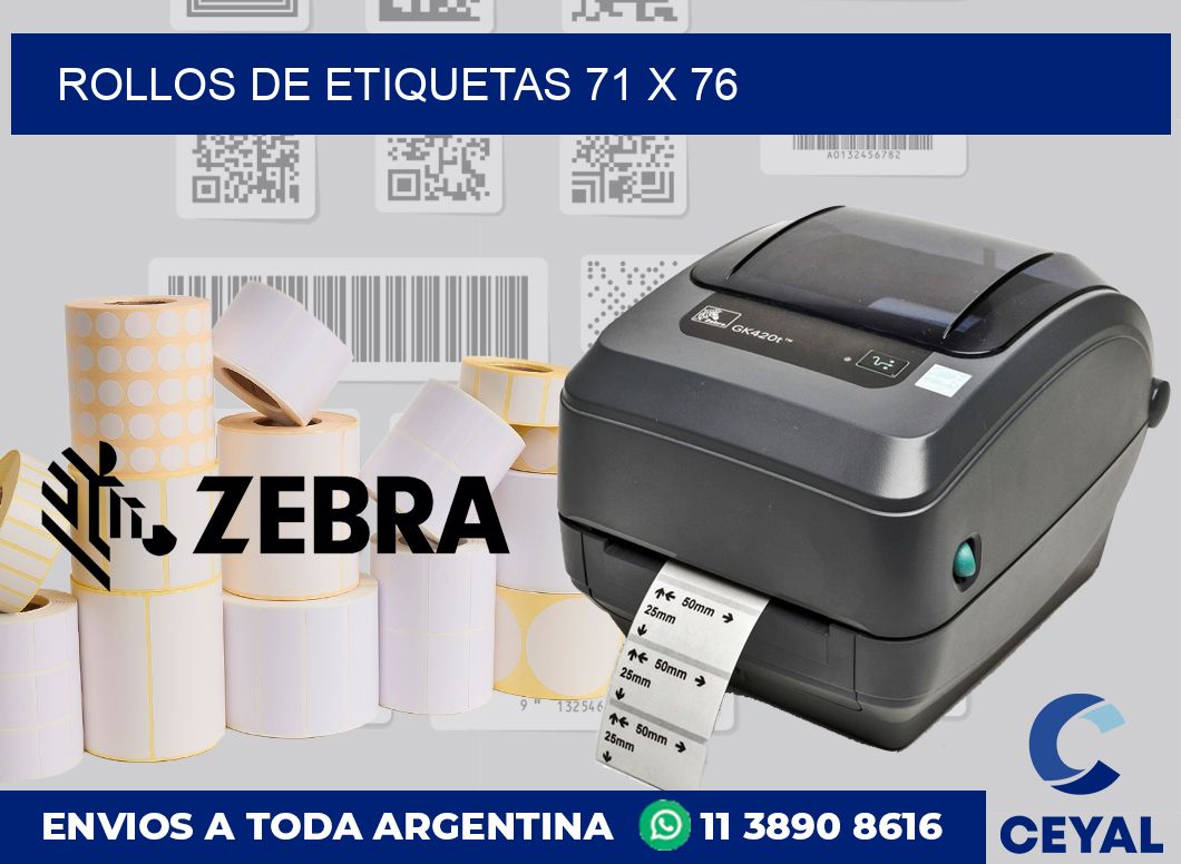 rollos de etiquetas 71 x 76