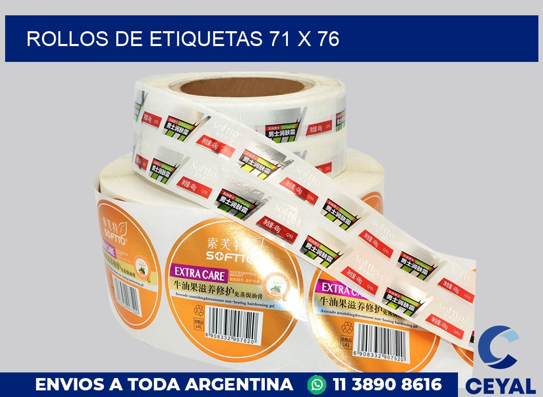 rollos de etiquetas 71 x 76