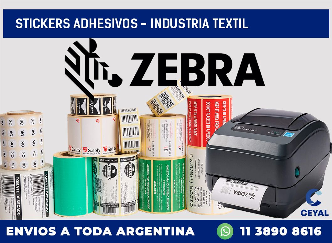 stickers adhesivos – Industria textil