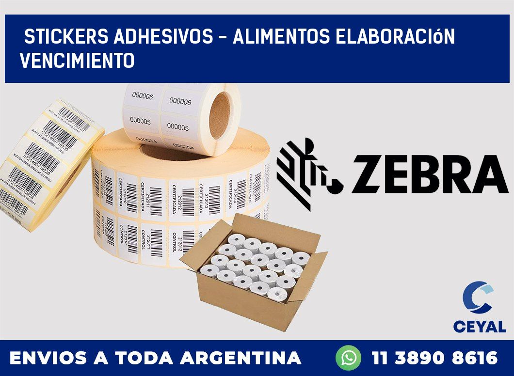 stickers adhesivos - alimentos elaboración vencimiento