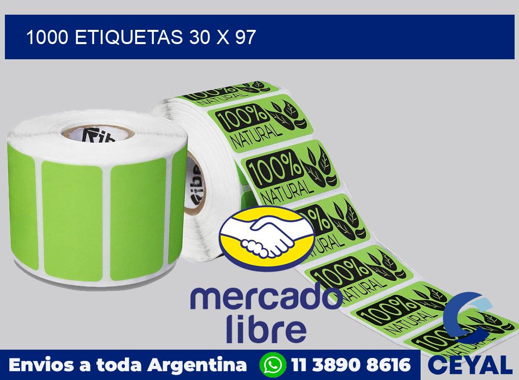 1000 etiquetas 30 x 97