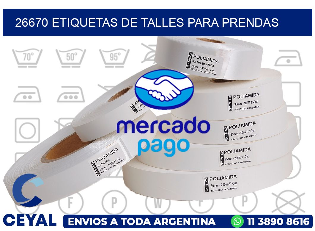 26670 Etiquetas de talles para Prendas