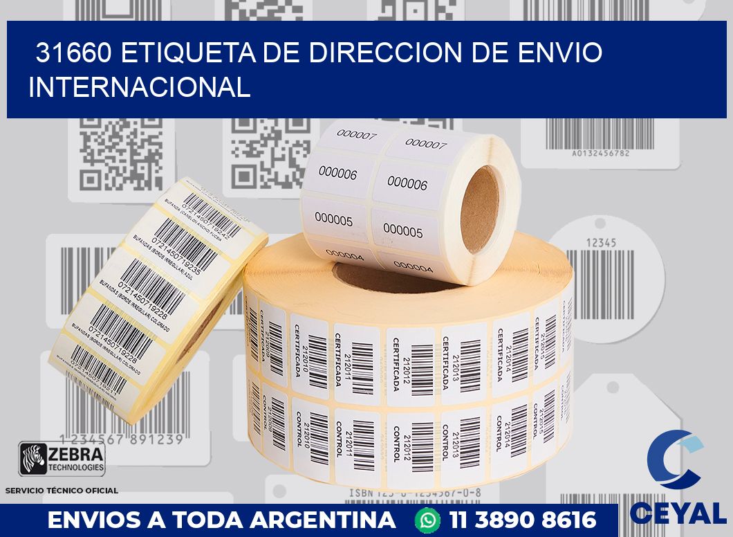 31660 Etiqueta de direccion de envio internacional