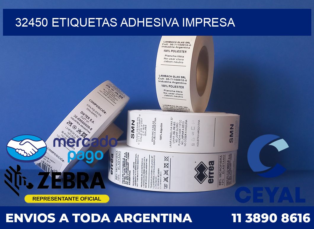 32450 etiquetas adhesiva impresa