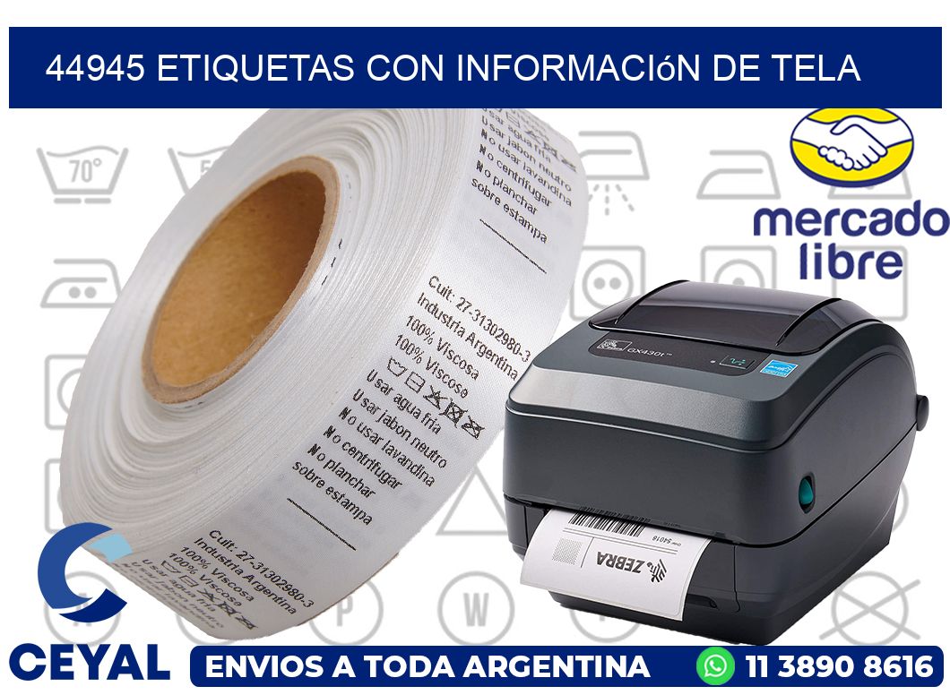 44945 Etiquetas con información de tela