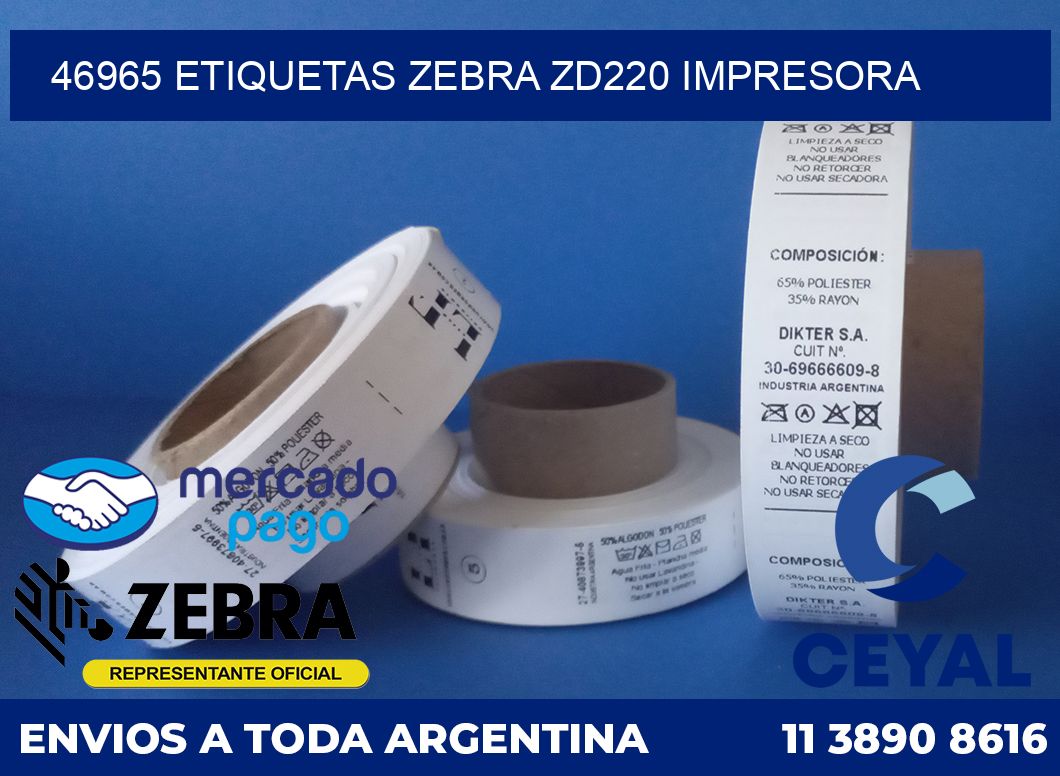 46965 etiquetas Zebra zd220 impresora
