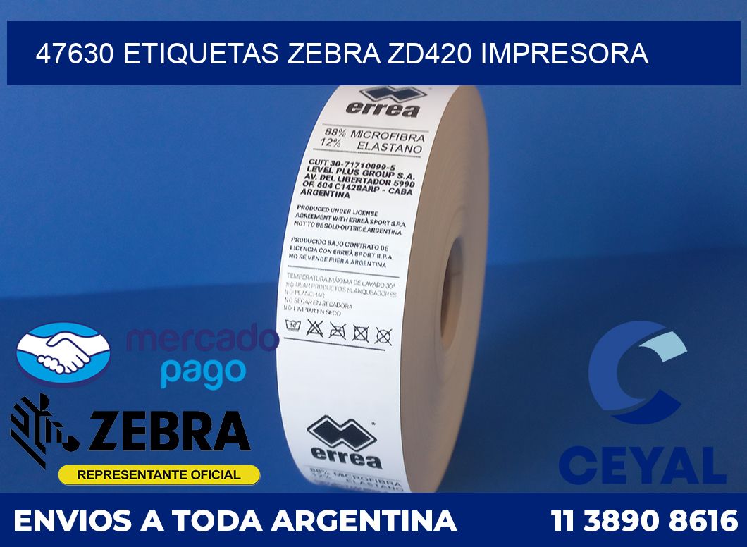 47630 etiquetas Zebra zd420 impresora