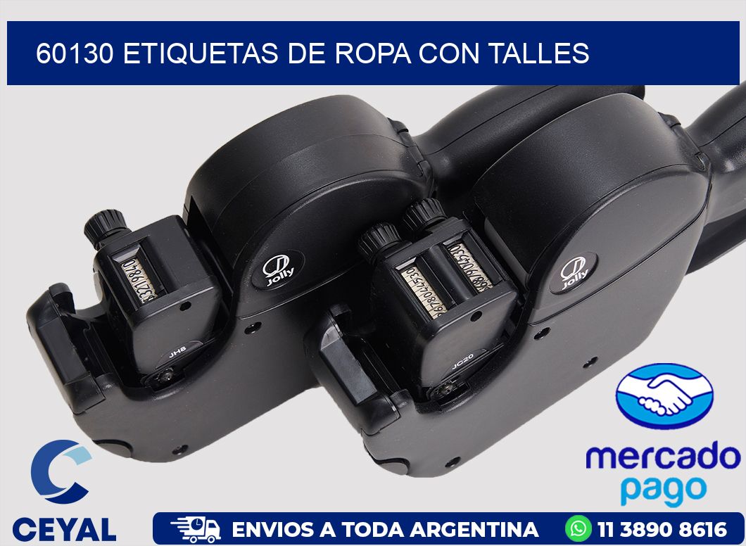 60130 Etiquetas de ropa con Talles
