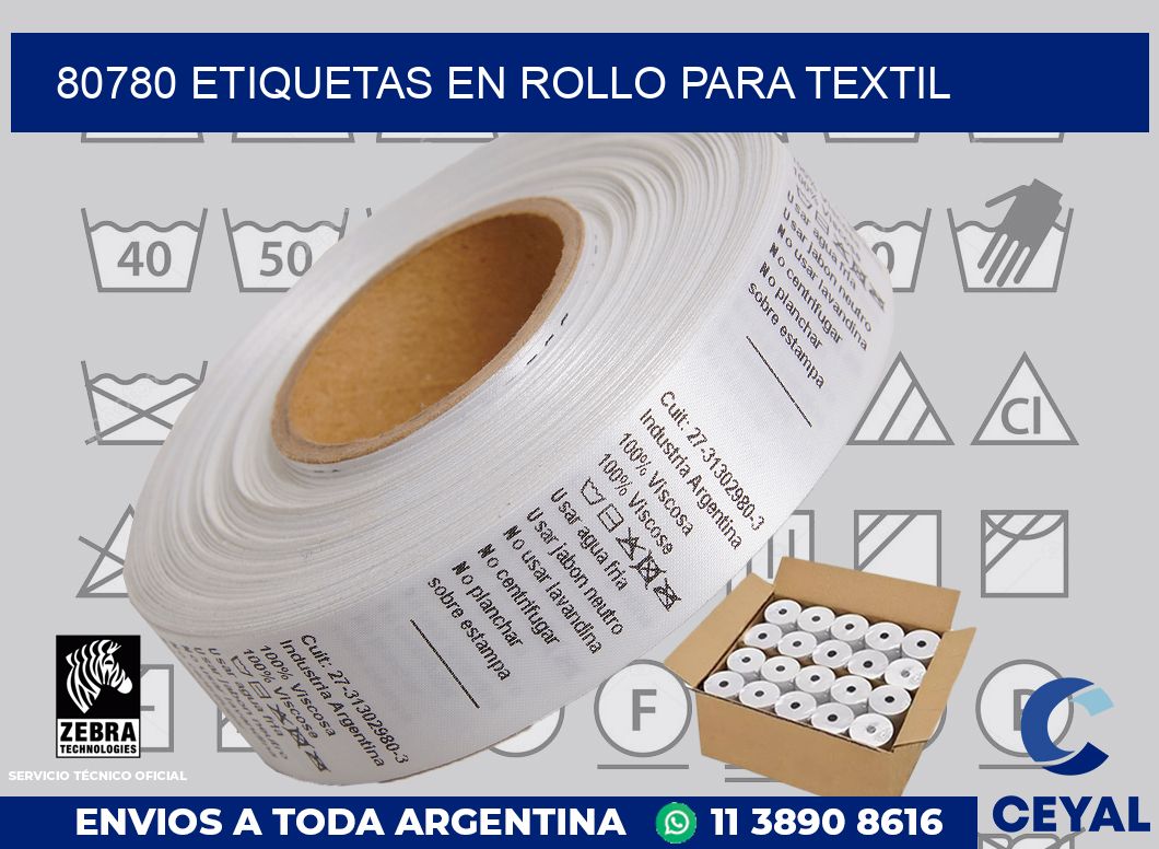 80780 etiquetas en rollo para textil