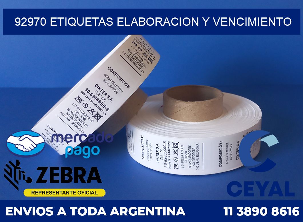 92970 Etiquetas elaboracion y vencimiento