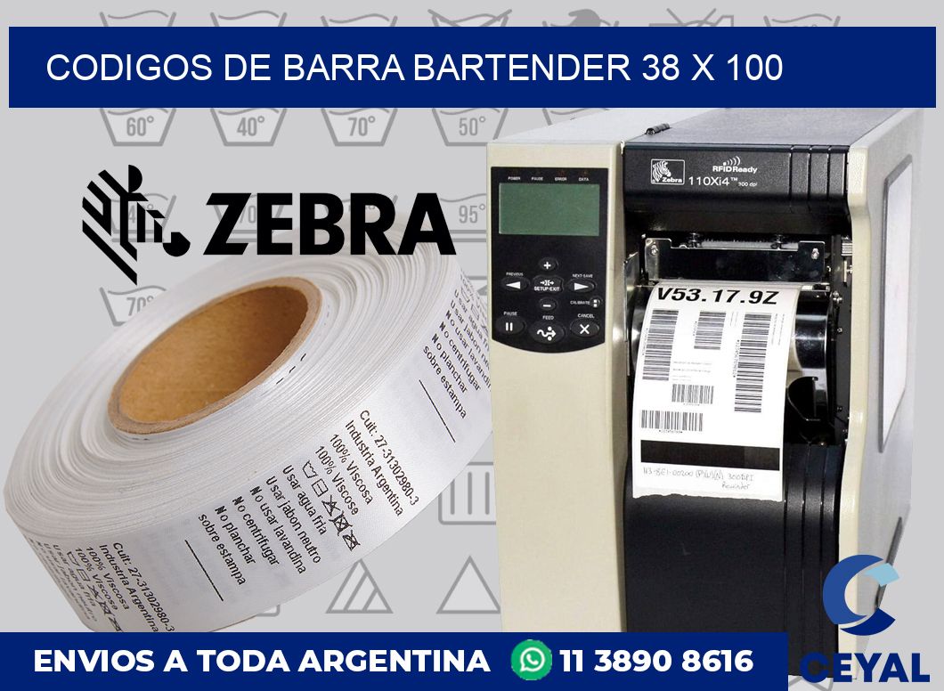 Codigos de barra Bartender 38 x 100