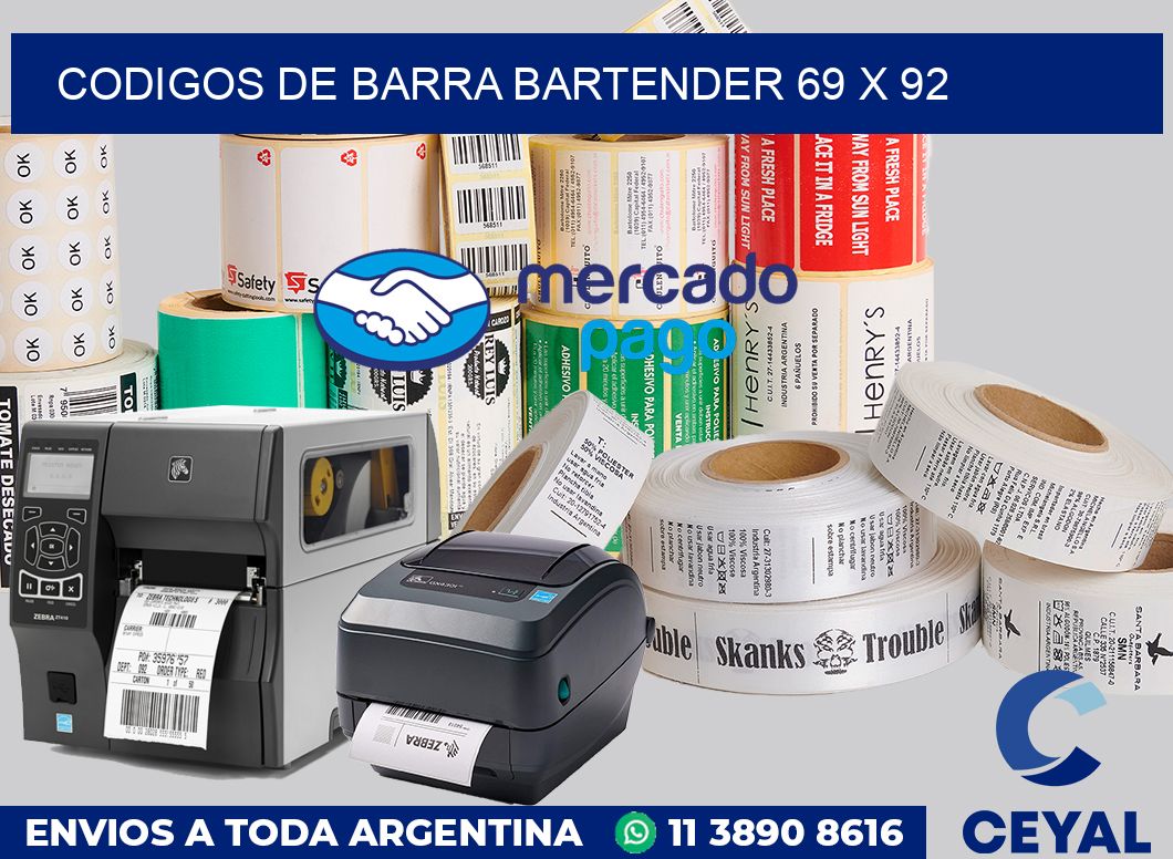Codigos de barra Bartender 69 x 92