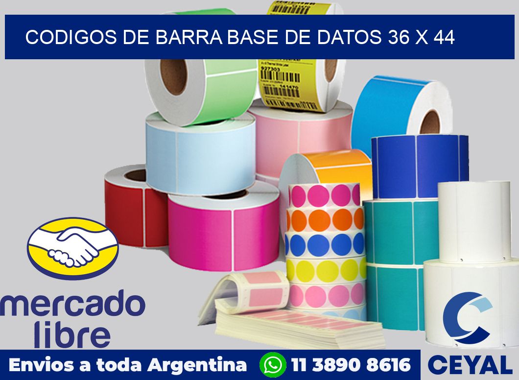 Codigos de barra base de datos 36 x 44