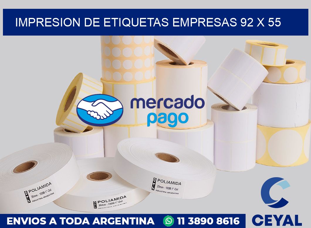 Impresion de etiquetas empresas 92 x 55