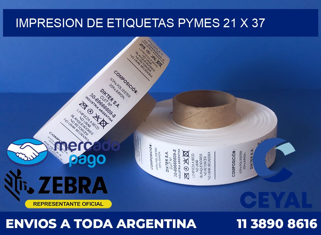 Impresion de etiquetas pymes 21 x 37