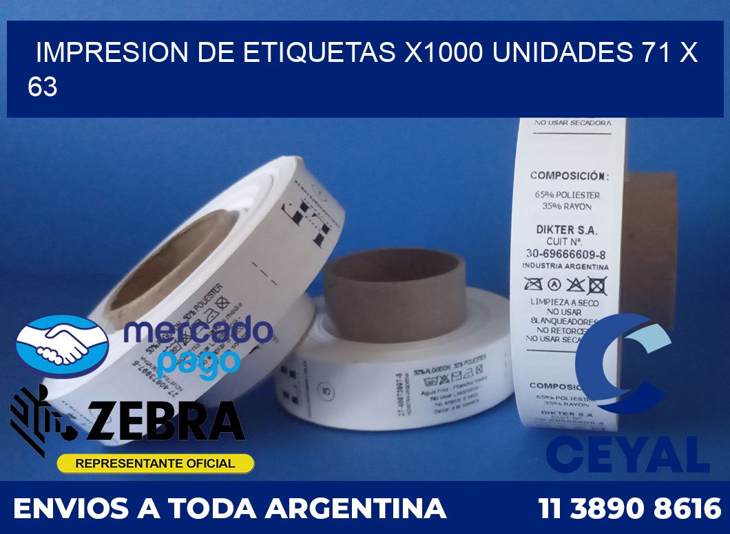 Impresion de etiquetas x1000 unidades 71 x 63