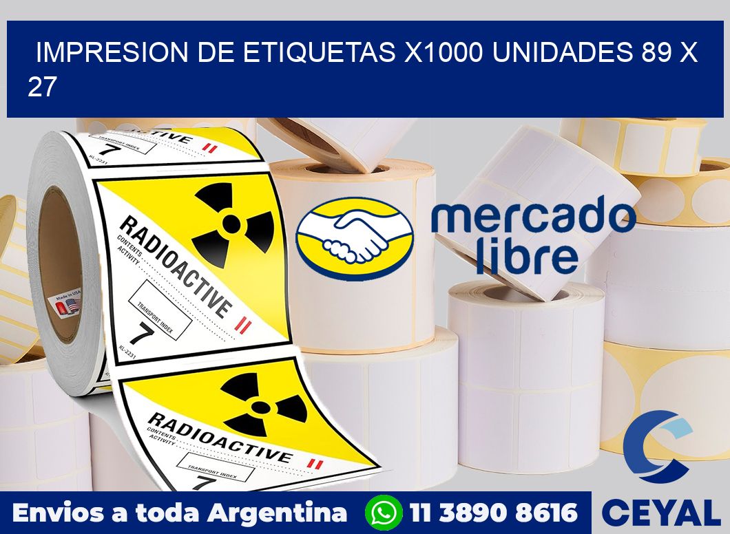 Impresion de etiquetas x1000 unidades 89 x 27