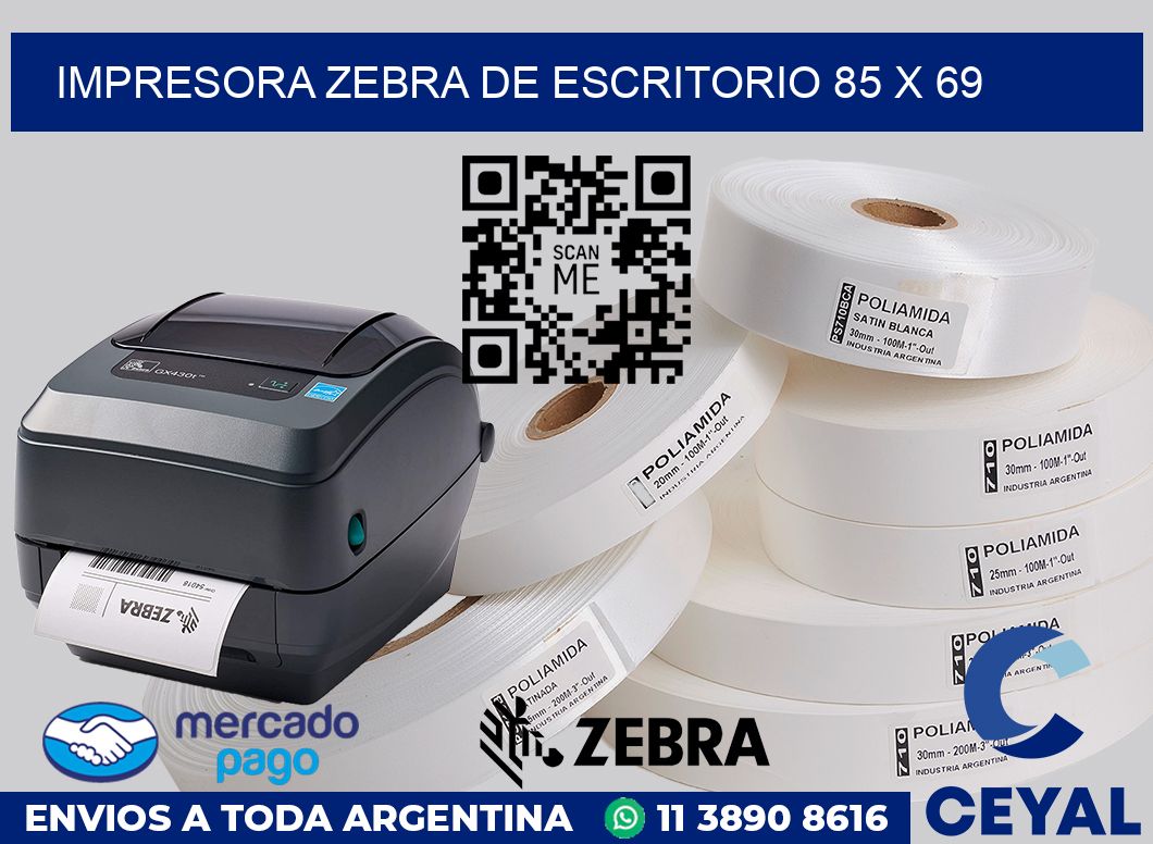 Impresora Zebra de escritorio 85 x 69