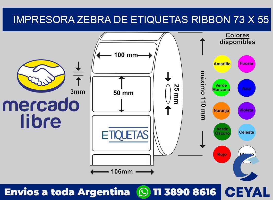 Impresora Zebra de etiquetas ribbon 73 x 55
