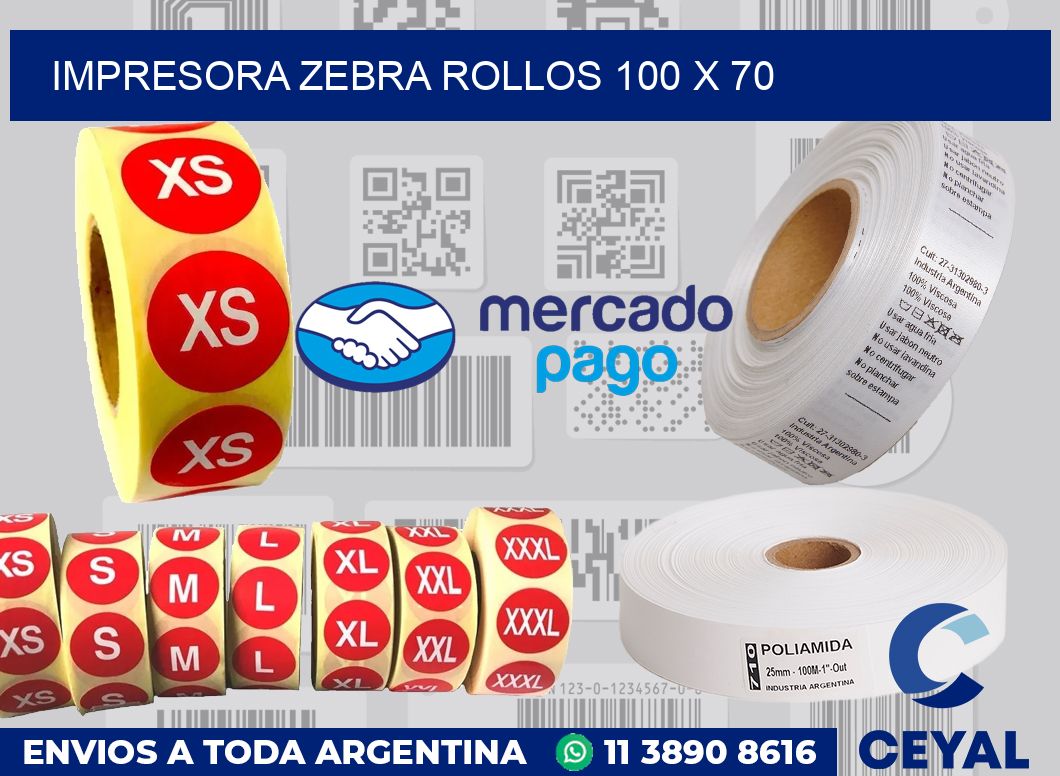 Impresora Zebra rollos 100 x 70
