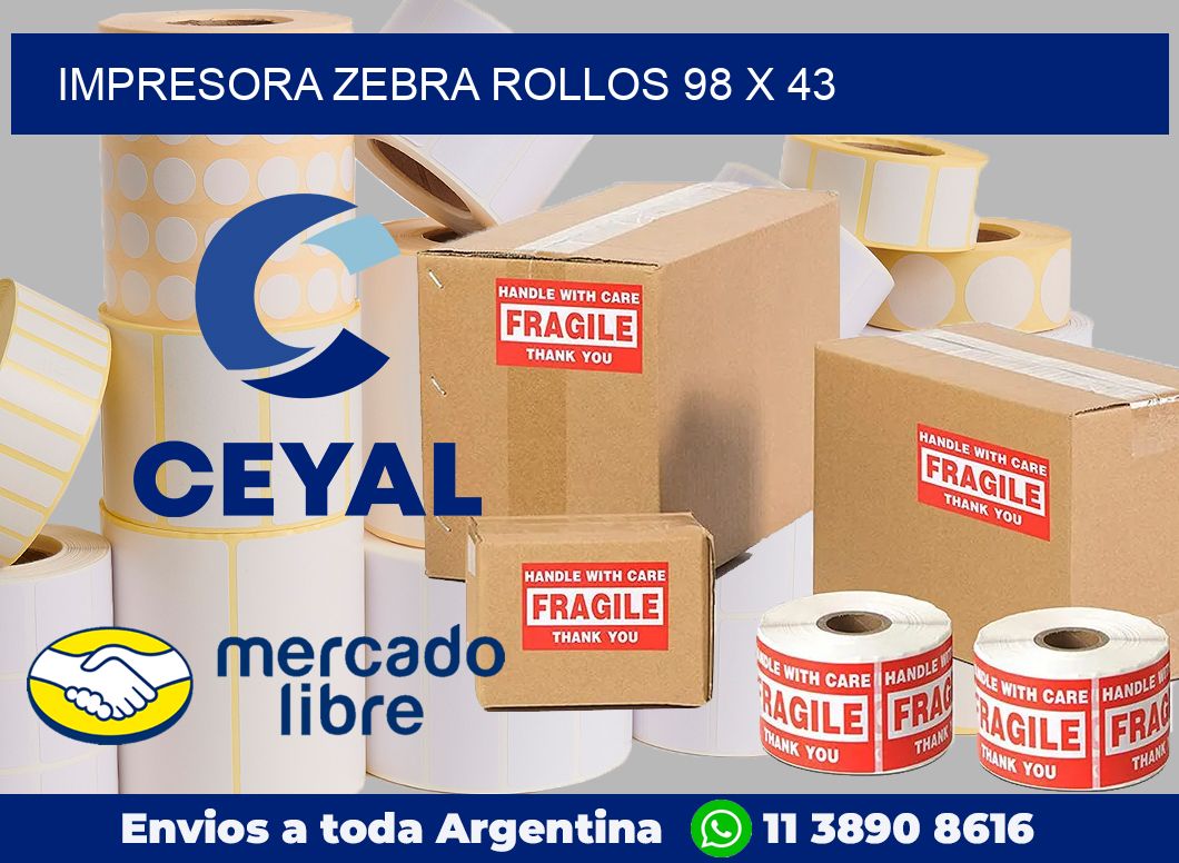 Impresora Zebra rollos 98 x 43