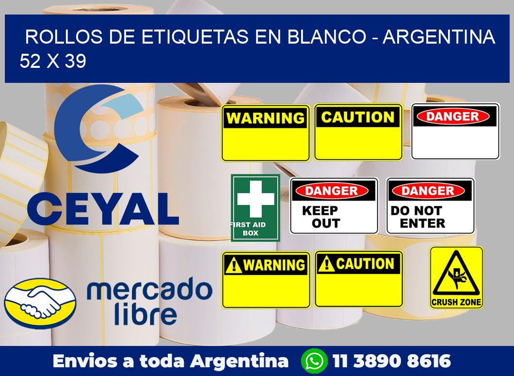 Rollos de etiquetas en blanco – Argentina 52 x 39