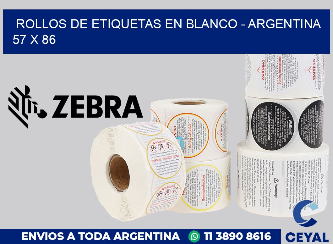 Rollos de etiquetas en blanco - Argentina 57 x 86